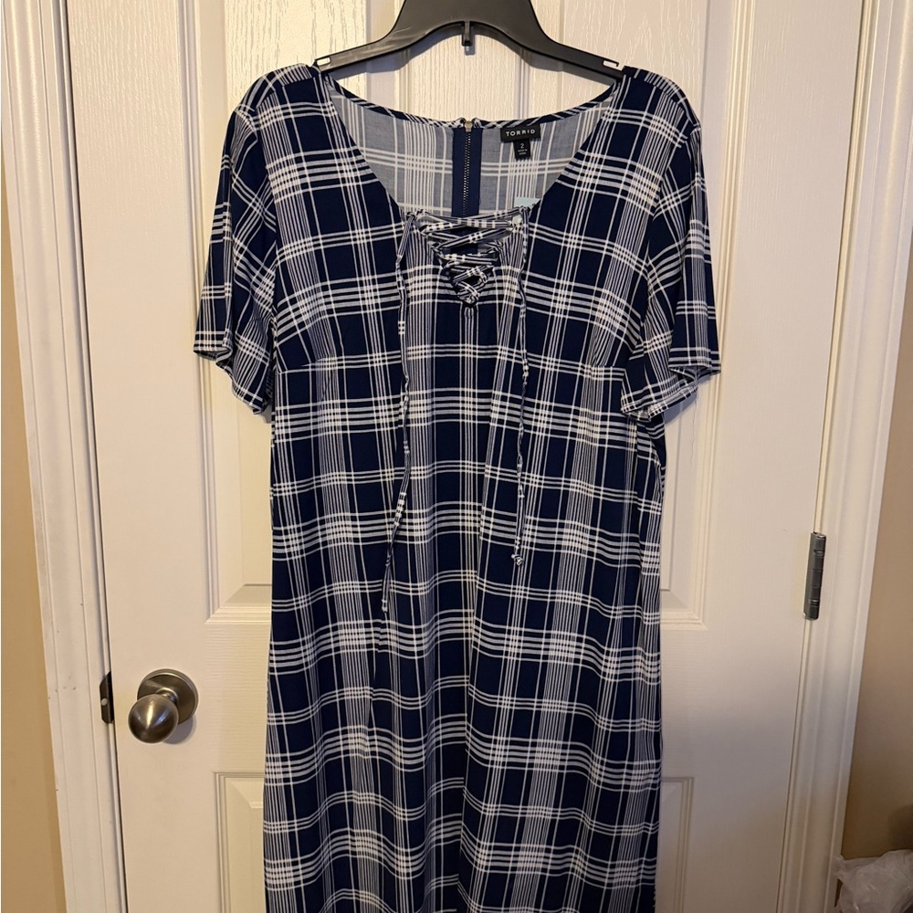 Torrid Navy and White Plaid Dress